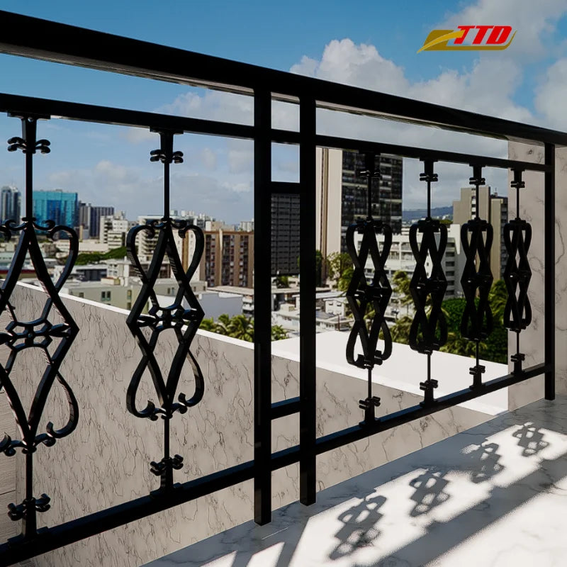 Luxury Wrought Iron Balcony Railing Design-Elegant Modern Villa Balcony Solution for Home Decoration