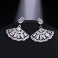 JR MOQ 2pcs Wholesale Wedding Party Jewelry Zircon CZ Silver Gold Plated Classic Drop Bridesmaids Fan Shaped Earrings