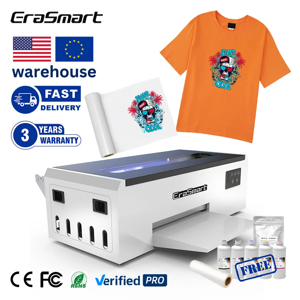 Erasmart T-shirt Small Business XP600 Ideas Heat Transfer Printing Pet Film DTF Printing Machine DTF Printer A4