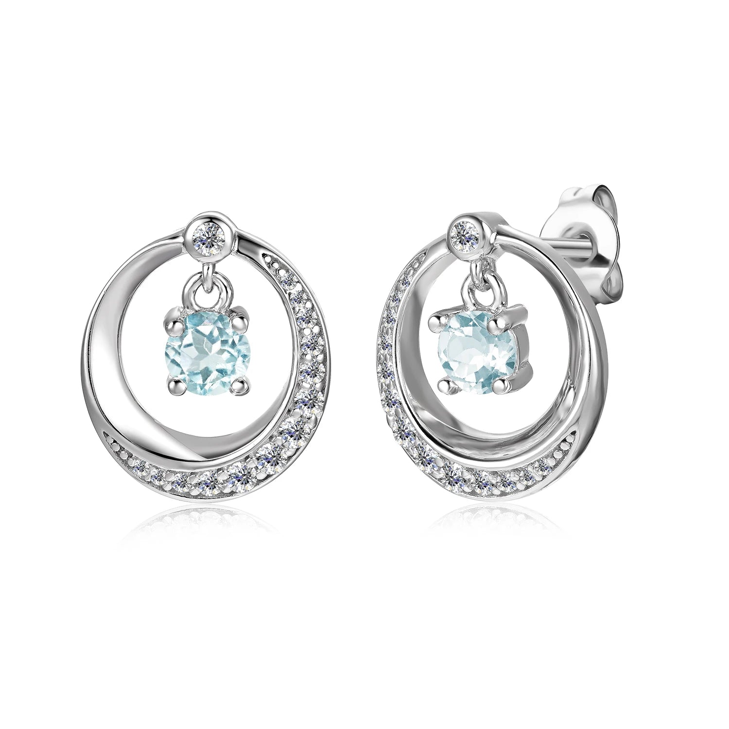 2022 Natural Piedra Preciosa Jewelry De Plata 925 Sky Blue Topaz Pendientes Joyas Mujer Gift for Women Destiny Jewellery