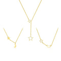 Hypoallergenic 18K Gold  Plated  925 Sterling Silver Fashion Jewelry Hollow Out Star Moon Pendant Necklace for Women