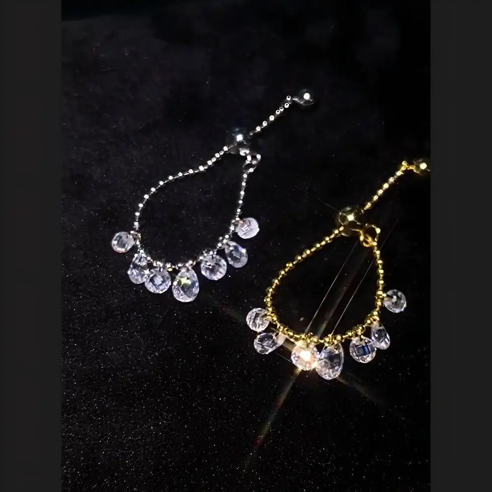 Fenyi Wholesale Fashion Unique Hot Style Ins Style Water Drop Zircon Pull-out High-end Tassel Adjustable Ring for Women