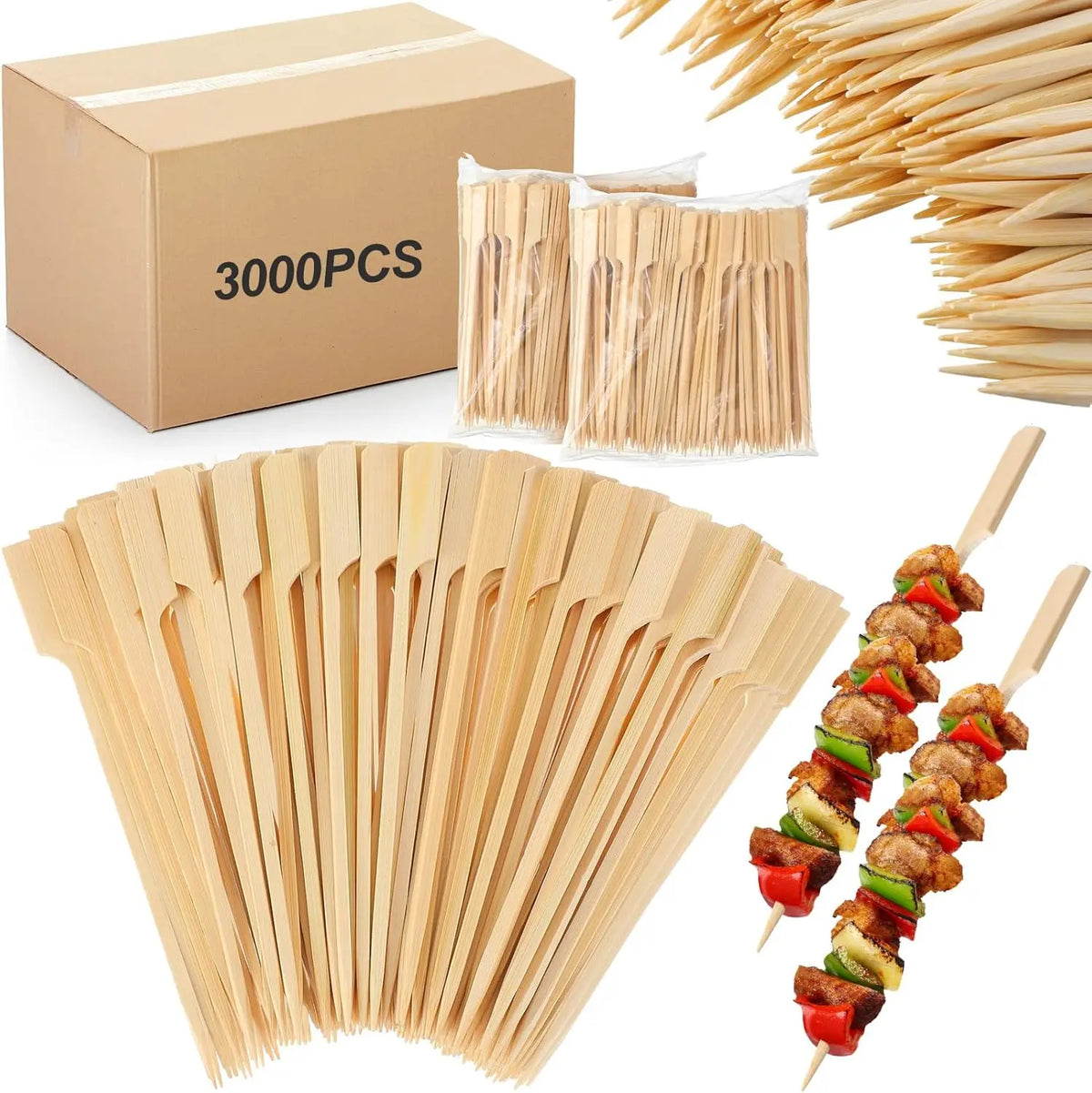 Bulk Sale 9cm Small Bamboo Fruit Forks Bamboo Flat Paddle Skewer for Kids MegaBDM