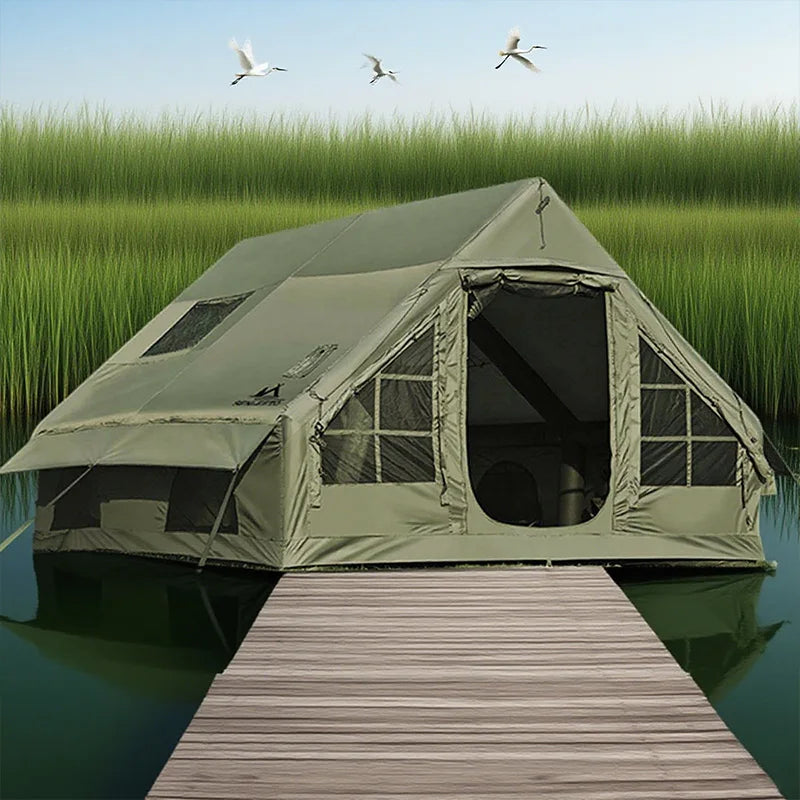 8-10 Person 12 Sqm 420d Waterproof Oxford Inflatable Camping Tent Four-season Quick Automatic Opening UV-Resistant 2 Bedroom