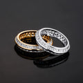 New Double Row Rhodium Plated Stainless Steel Lab Created Cubic Zircon Inlay T-Square Design Hip Hop Style Baguette Shape Rings