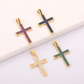 QIKU Wholesale Gold Plated Cross Pendants Cubic Zirconia Jewelry Components for Necklace Making Bulk
