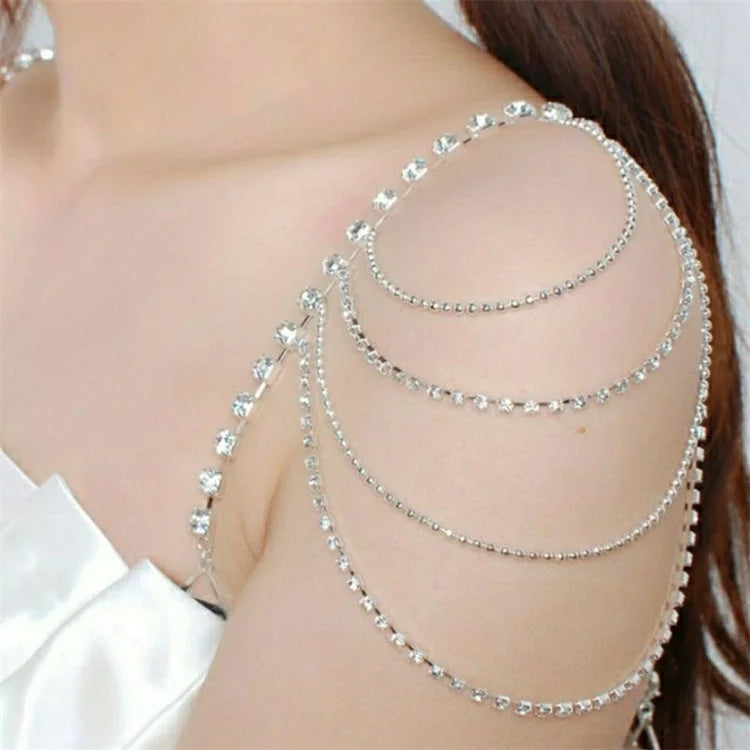 European American Elegant Bridal Wedding Body Chain Cross-Border Popular Rhinestone Shoulder Ornaments Multi-Layer Wholesale