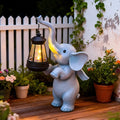 Cute Elephant Solar Garden Light Outdoor Animal Statue with LED Lantern Decorative Figurine for Yard Patio Garden MegaBDM