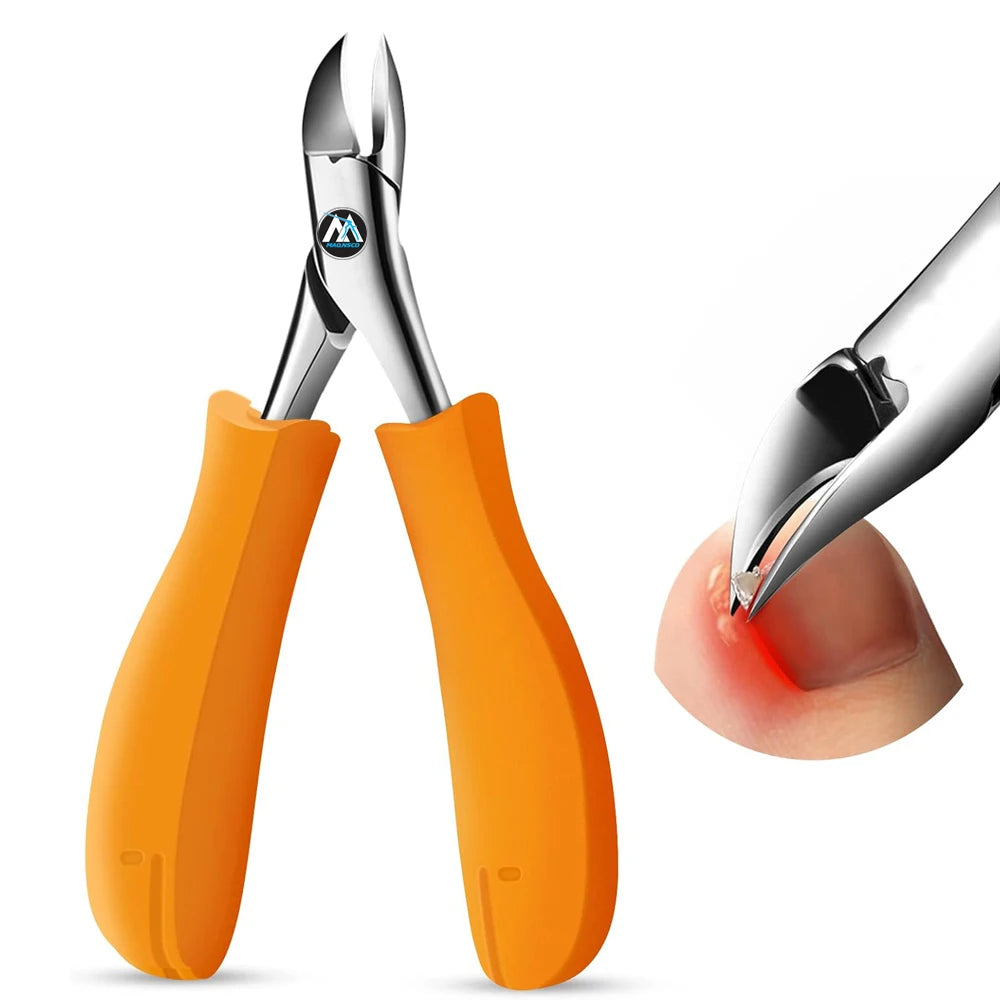 Professional Pedicure Manicure Set Anti-Splash Ingrown Thick Hard Nail Scissors with Blue Handle Stainless Steel Toenail Cutters
