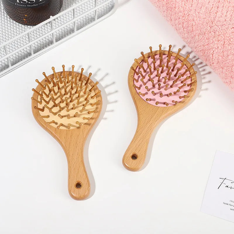 KOSEN Women's Square Eco-Wood Anti-Static Scalp Massage Paddle Comb Compact Air Cushion Vent Detangling Hair Brush