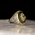 Turkish Style Vintage 925 Sterling Silver Men's Ring with Rhodium and Gold Bi-color Plating Model RCEGYT-263