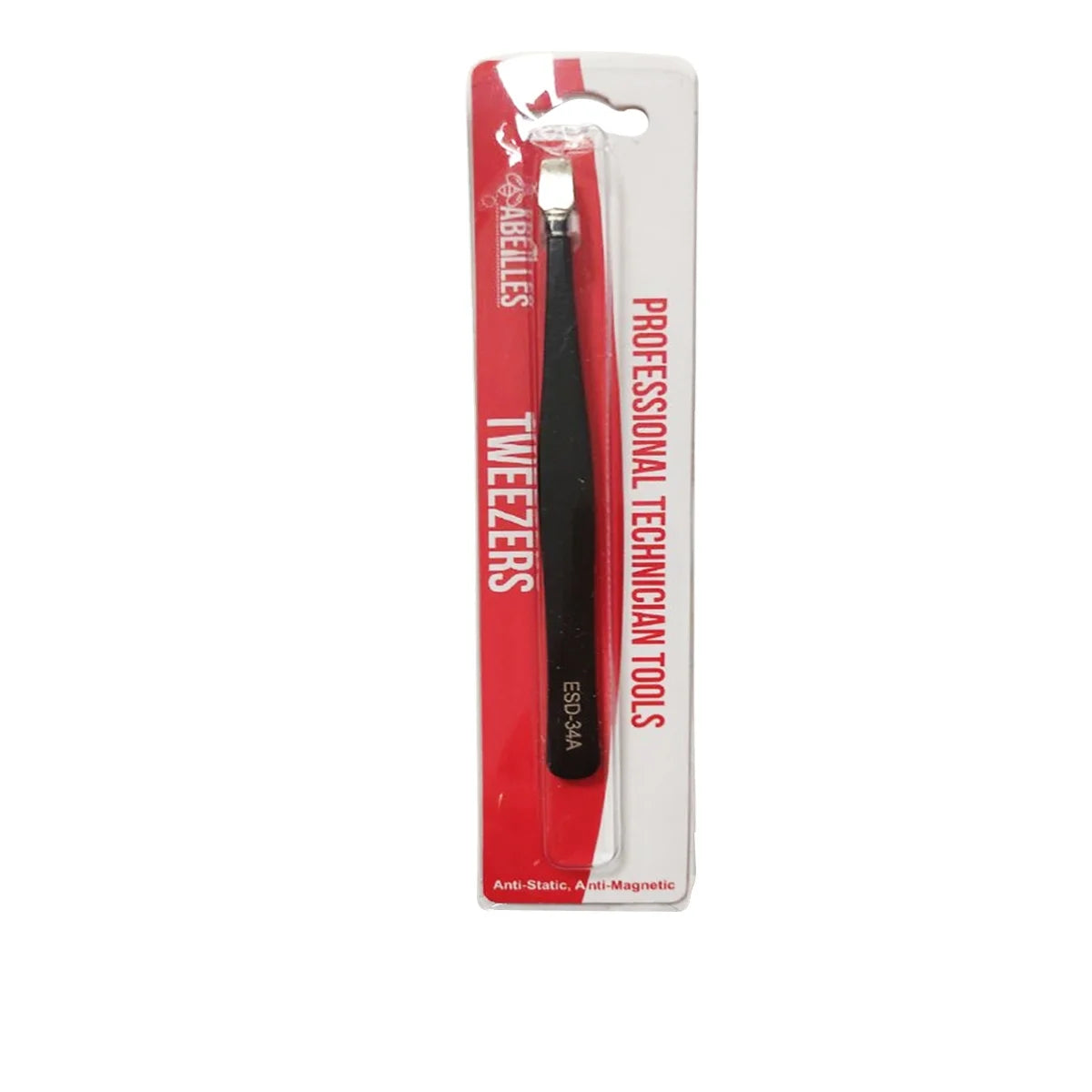ESD-34A Anti-static Stainless Steel Tweezers 1.5mm Smooth Tip DIY & Industrial Grade (Retail Package)