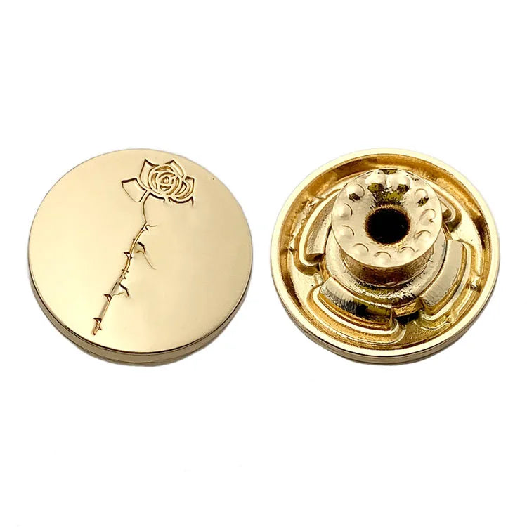 Gold Designer Custom logo Stamped Jean Jacket Metal Buttons With Rivet