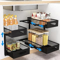 Home Decor 2 Tier Pull Out Cabinet Under Sink Organizer Baskets Storage Shelf with Mesh Sliding Drawers