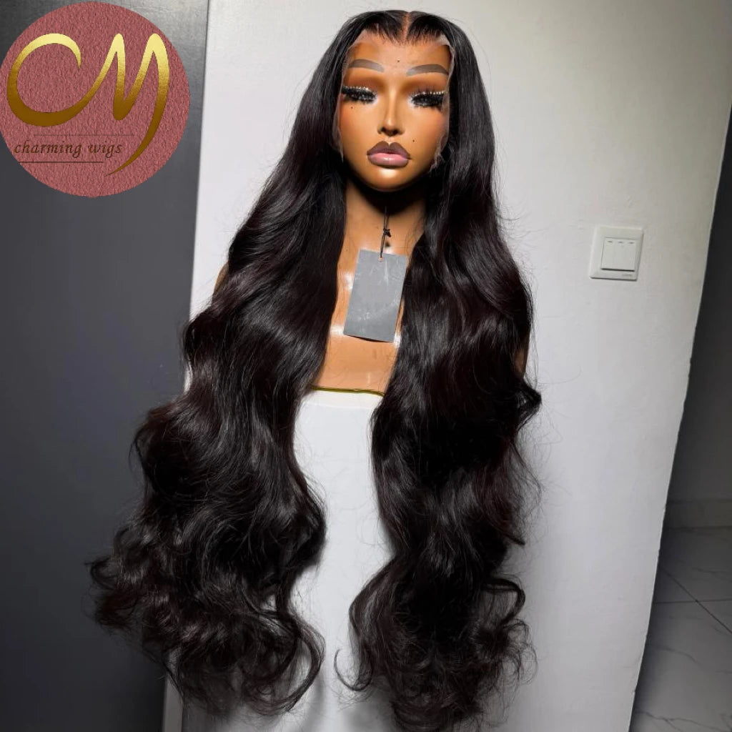 100% Unprocessed Human Hair Shiny Texture Thick Full Body Wave No Shedding No Tangle 13X4 HD Lace Front Wigs for Beautiful Women MegaBDM