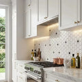 Flower Pattern Nero Black Mixed Carrara White Marble Natural Stone Hexagon Mosaic Tiles 5 Year Warranty Interior/External Walls