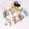 Custom Light Waterproof Pu Leather Eco-Friendly Durable Keychain Case Makeup Heart Mirror Lipstick Cover Bag Accessories MegaBDM