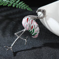 Jewelry  Metal Enameled Zinc Alloy Elegant Animal Flamingo Spiked-billed Crane Fashion Rhinestone Pin Brooch for Ladies