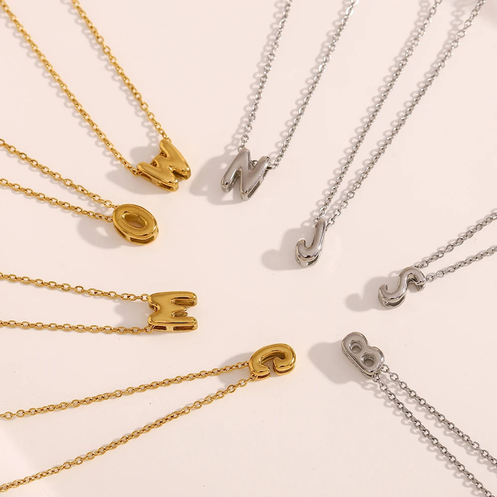 Dreamshow Hollow Initial Letter Pendant Necklace 18k Gold Plated Stainless Steel Jewelry Set Fashion Jewelry