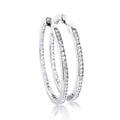 14K White Gold Lab Grown Earrings Channel Set Inside Out Diamond Hoop Earrings IGI Certified Lustrous Jewelry Earrings
