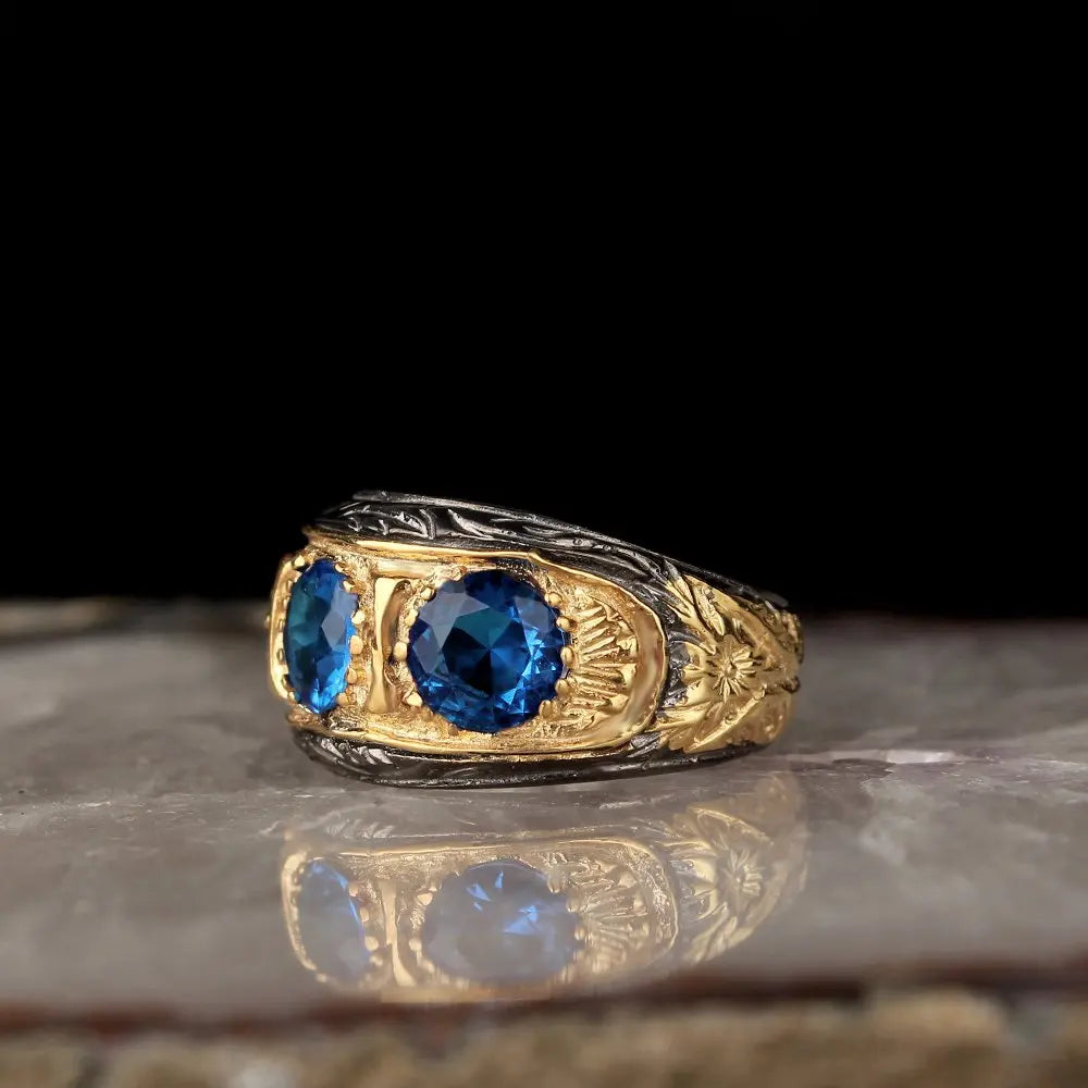 New Arrival 925 Sterling Ottoman Style Men's Ring Rhodium & Gold Bi-color Turkey Origin Model RCEGYT-096