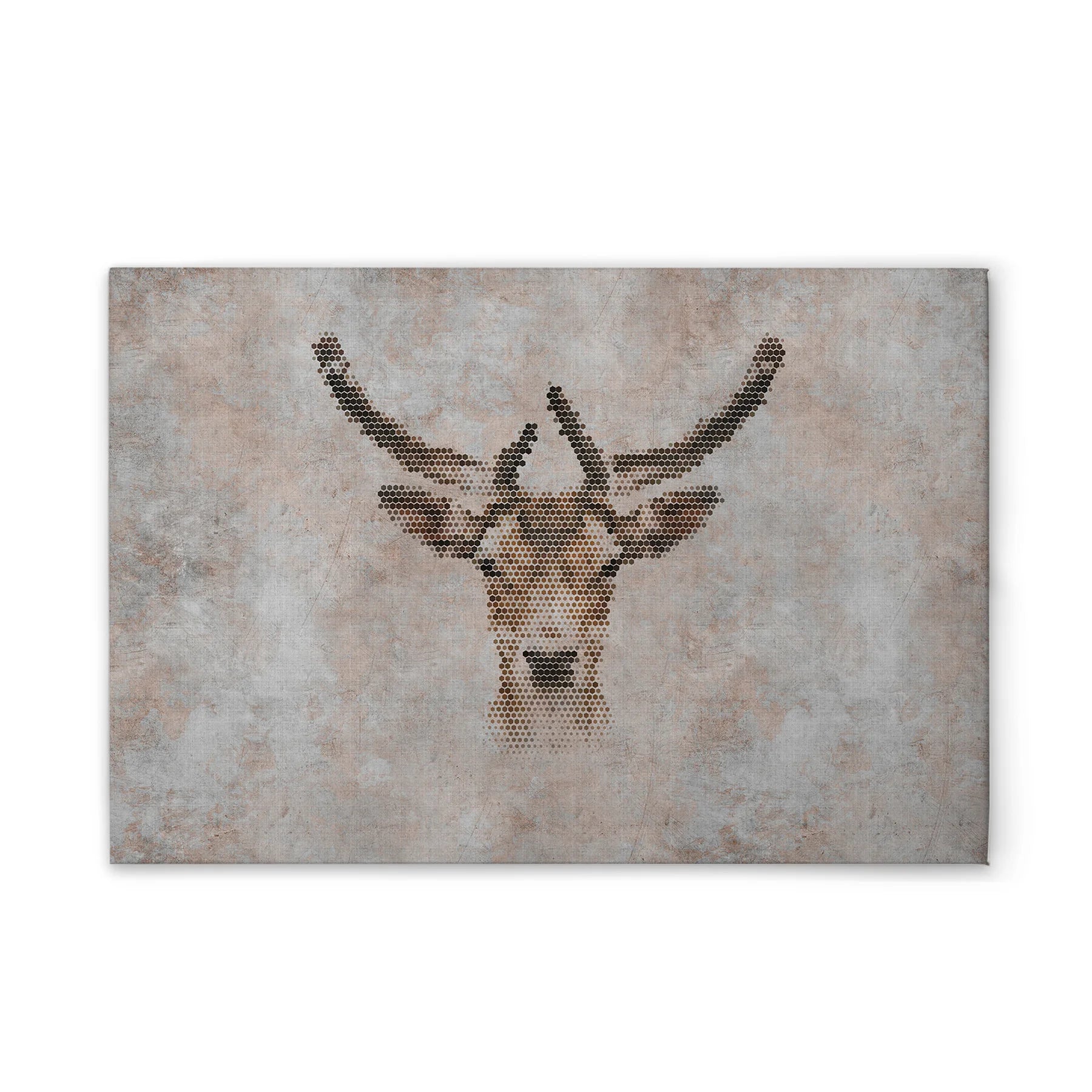 Made In Germany - Home Decor Canvas Picture Big Three Reindeer - Wall Painting Mural In Grey And Beige - Stretcher Frame Art