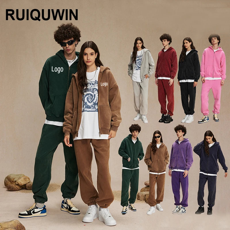 RUIQUWIN Wholesale Oversized Hoodie Vintage Fashion Hoodies Custom Zipper Casual Coat Simple and Comfortable Men's Hoodie Coat
