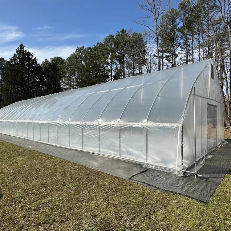 Large Single Span Tunnel Greenhouse with Stable PVC and Steel Construction for Farms for Vegetables Venlo Style Glass Cover