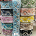 Premium Handmade Eco-Friendly Cotton Lace Fabric Delicate Pearl Sequin Embroidery Striped Lace Trim High Fashion Fancy Bags