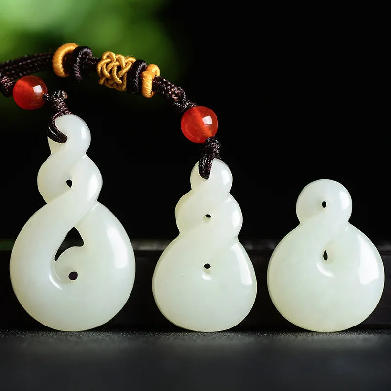 PFT Hotan Jade Pendant for Unisex Gold Plated Twist Design Party Gift MegaBDM