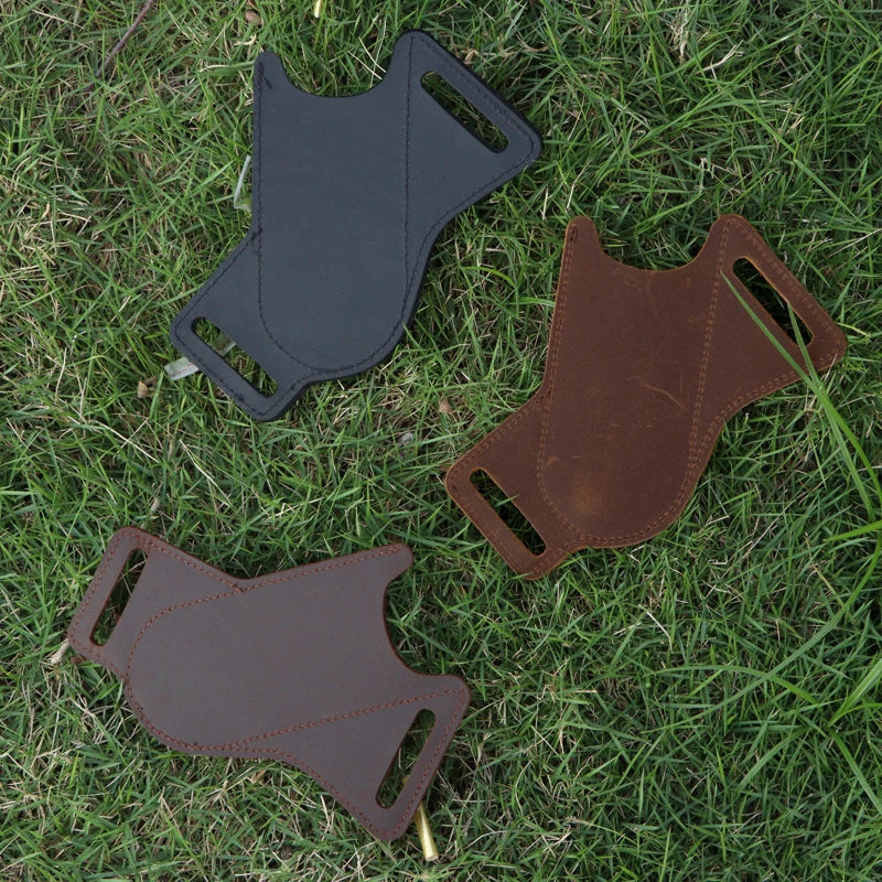 Handmade Genuine Leather Knife Sheath Practical Belt Folding Knife Holder Durable Outdoor Knife Holster for Camping Hiking