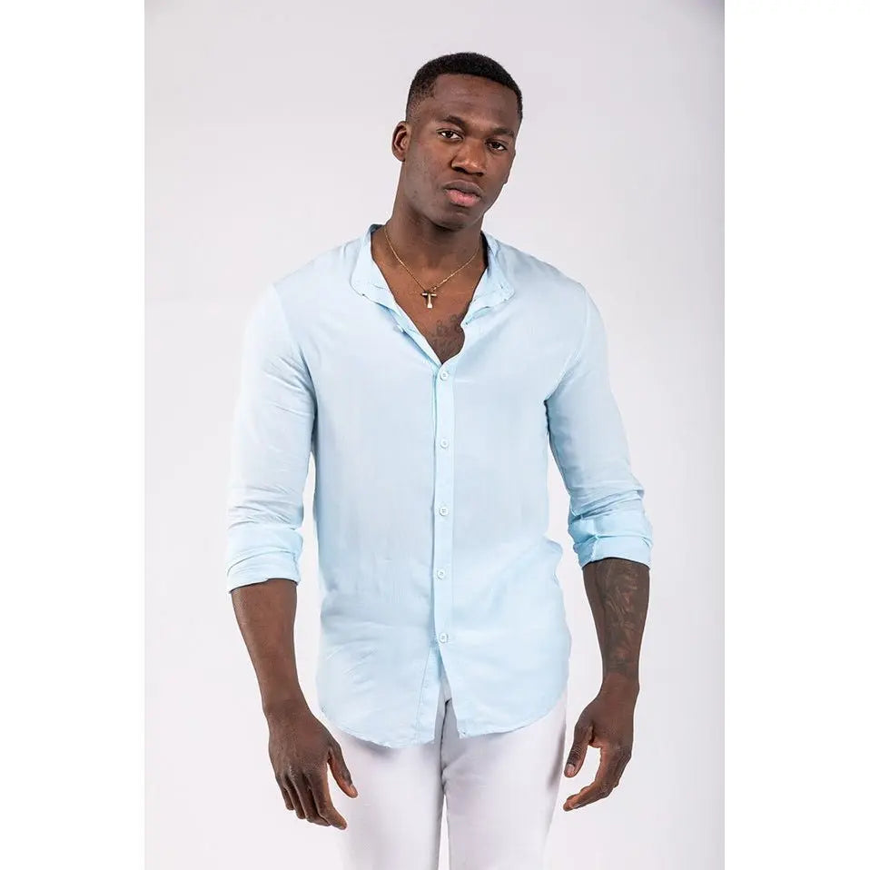 Basic Flowing Soft Lightweight Breathable Casual Button Down Collar Men's Summer Fine Shirt