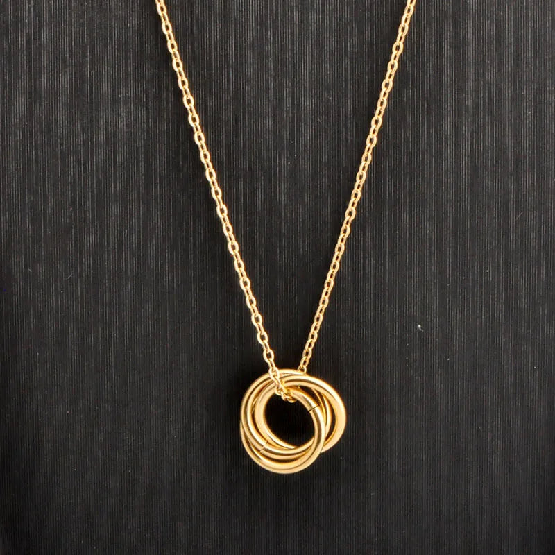 POP Gold Plated Stainless Steel Multi-Layer Pendant Necklace for Women Link Chain Minimalist Fashion Choker Collar Wholesale