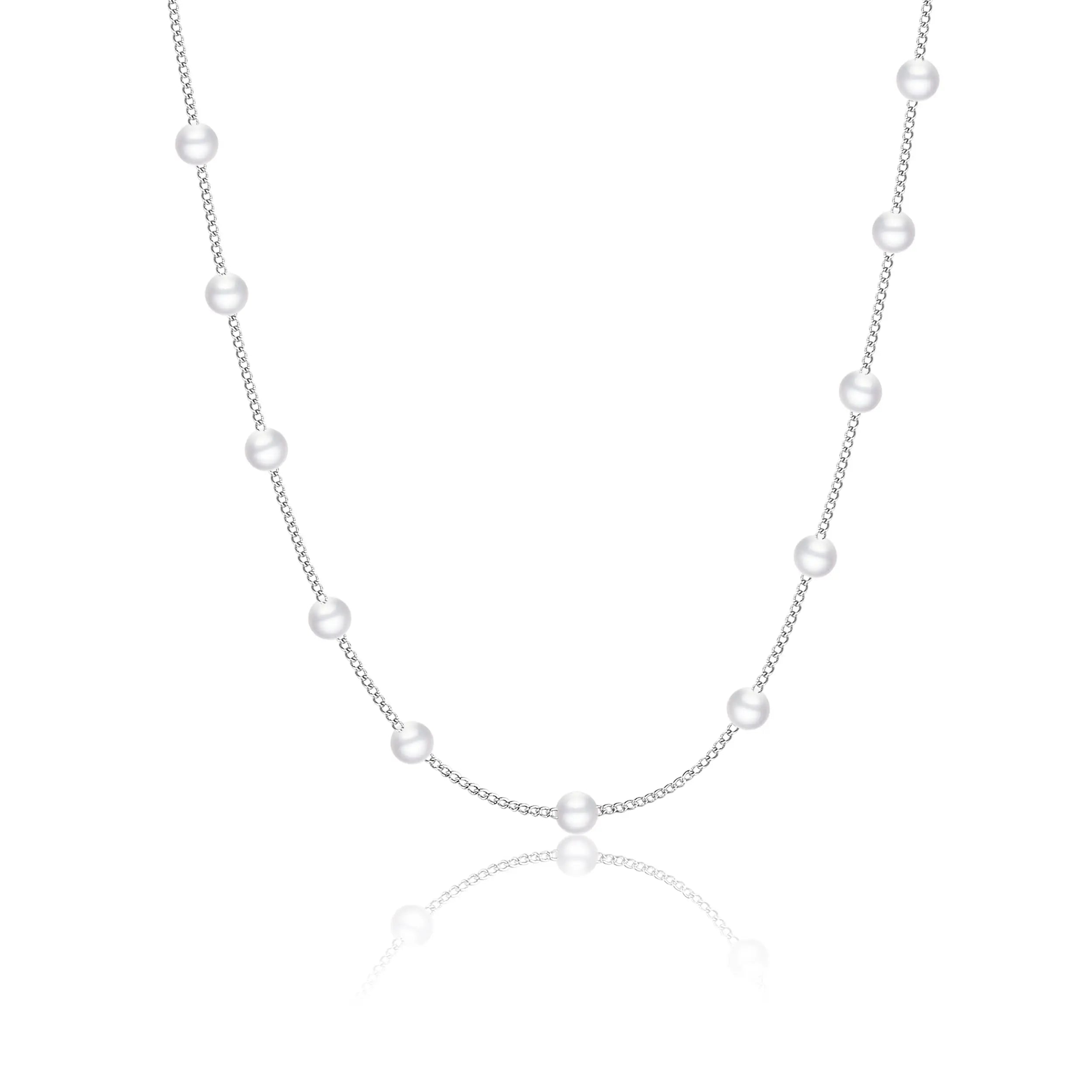 Trendy Women's 925 Silver-Plated Irregular Pearl Necklace 35+5cm Fashion Jewelry with Unique Chains