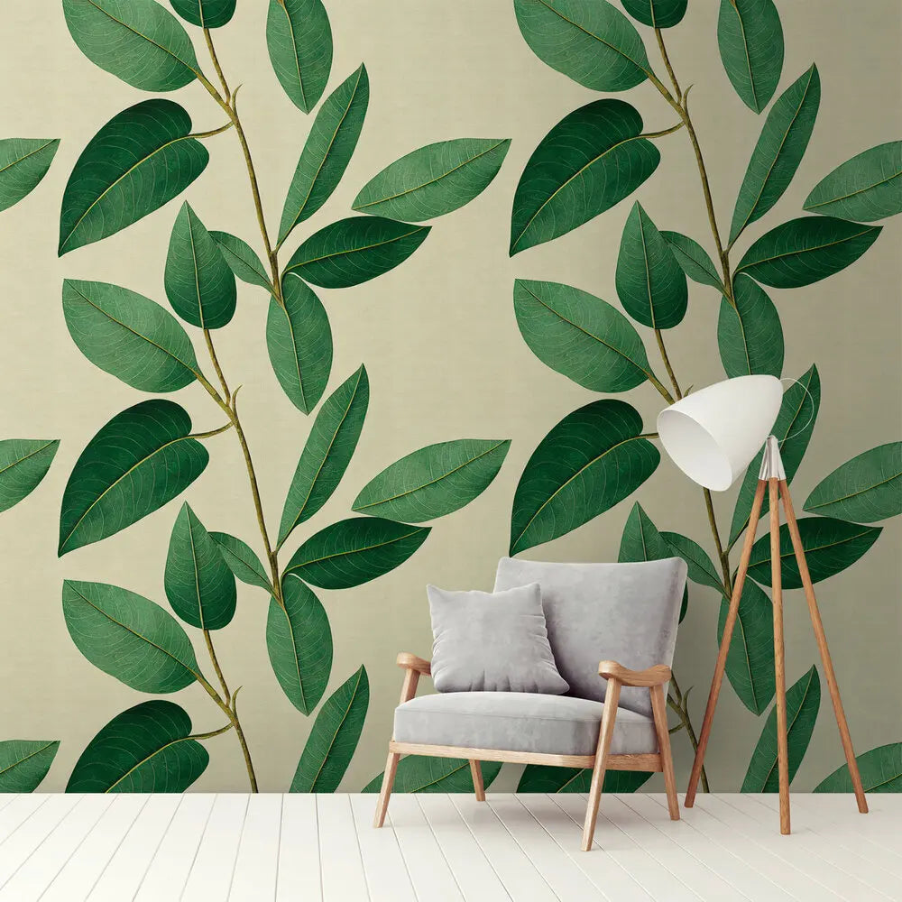 Made in Germany Photo Wallpaper Murals Leaf Tendril Green Brown Non Woven Vinyl Wall Mural Leaves for Hotel Bulk - 159 x 280 m