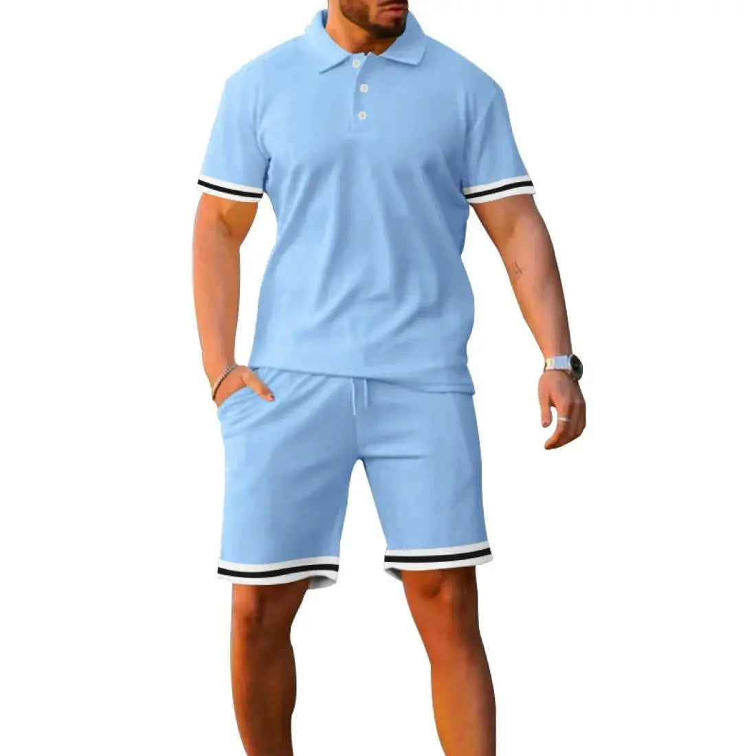 OEM custom logo embroidery printed design cross-border summer lapel short-sleeved shorts two-piece sports casual men's suit MegaBDM