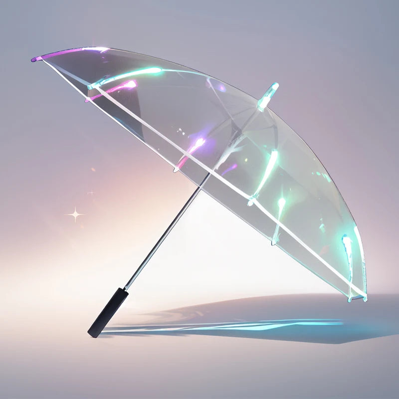 Wholesale 23-Inch Transparent PVC Lighting Umbrella 8 Ribs LED Lights Creative Decoration New Design Folding Function Open 103cm
