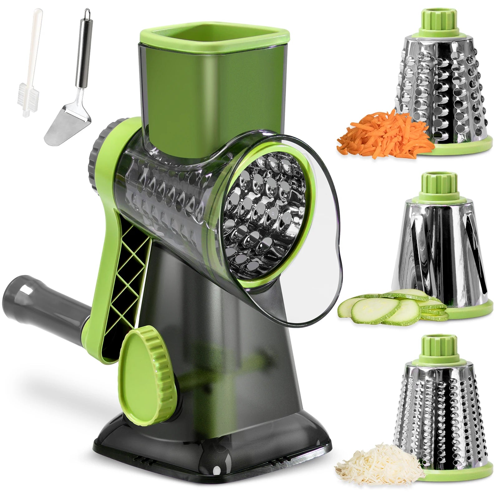 KEOUKE Stainless Steel Drum Vegetable Slicer & Vegetable Choppers Cheese Grater Shredder Gadgets >20 Pieces Kitchen Use