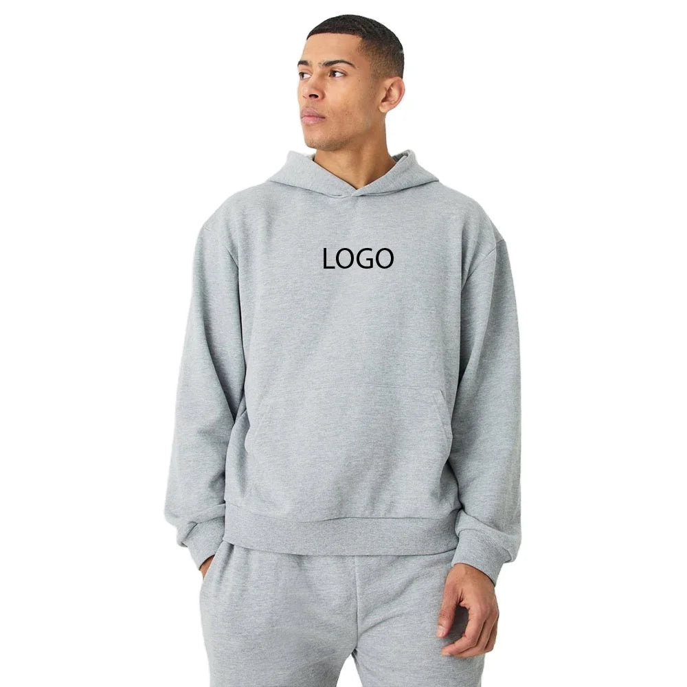 400-485 GSM Organic Cotton French Terry Hoodie Men Combed Yarn Heavyweight Pullover with Custom Logo Streetwear