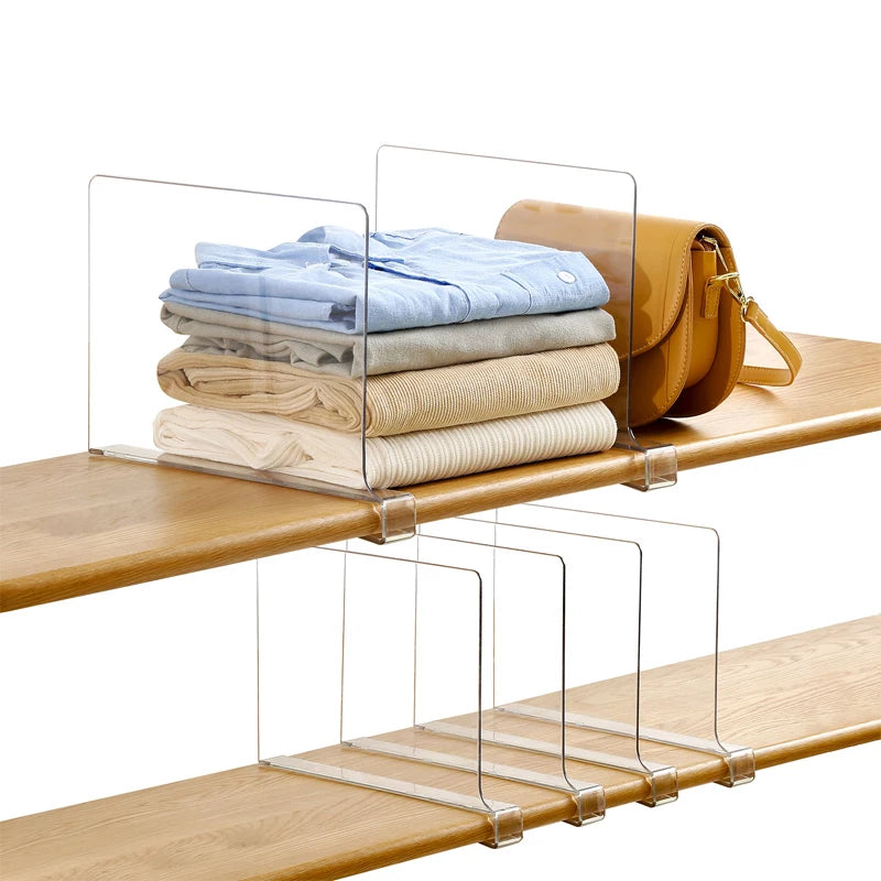 Clear Acrylic Closet Separators Organization and Storage Dividers Shelf Divider