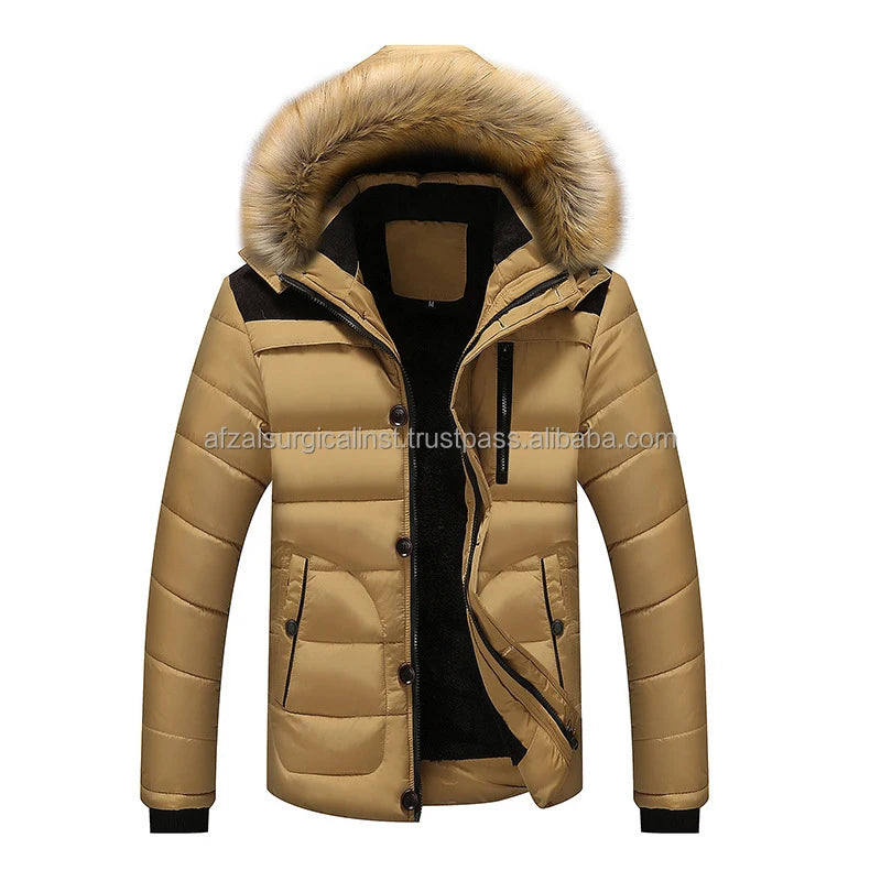 Men's New Style Winter Jackets Coats Parkas Hooded Fleece Casual Thick Overcoats Warm for Autumn Season Front Logo ODM Supply