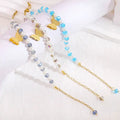 Vintage Fashion Sandblast Butterfly Pendant Pearl Bracelet 18K Gold Plated Stainless Steel Wholesale Bracelet for Women Gifts