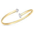 Elegant Women's Diamond Bangle Bracelet 14K White/Yellow Gold Two-Tone Polished Sparkling Stones IGI Certified 6.00gm Trendy