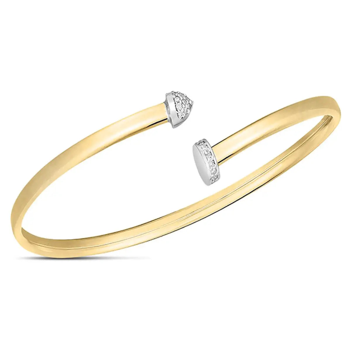Elegant Women's Diamond Bangle Bracelet 14K White/Yellow Gold Two-Tone Polished Sparkling Stones IGI Certified 6.00gm Trendy
