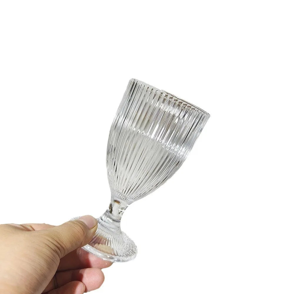 Clear Ribbed Glass Wine Goblet Classic Design Water Glass for Parties for White Wine