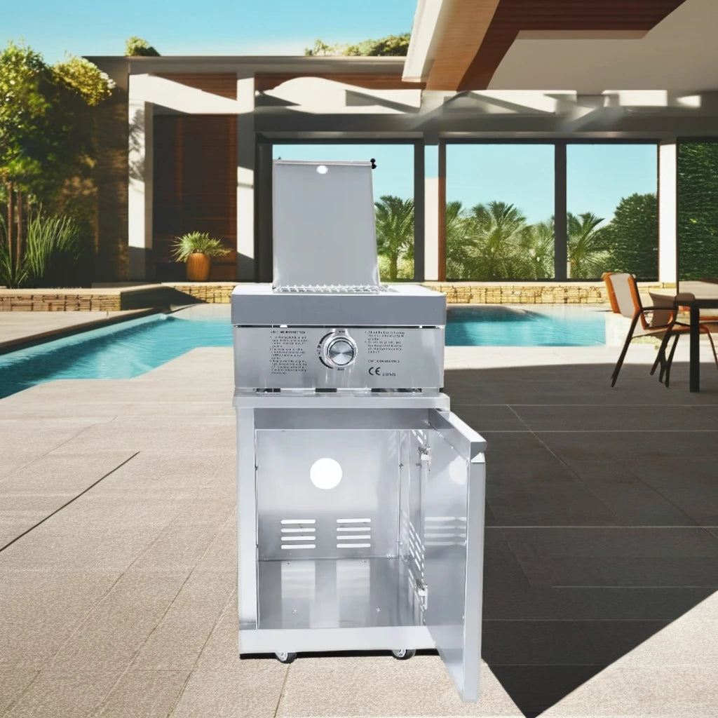 19-Inch 15530BTU Freestanding Gas Grill with Infrared Ceramic High Heat Output Steak Maker for Outdoor BBQ Cooking