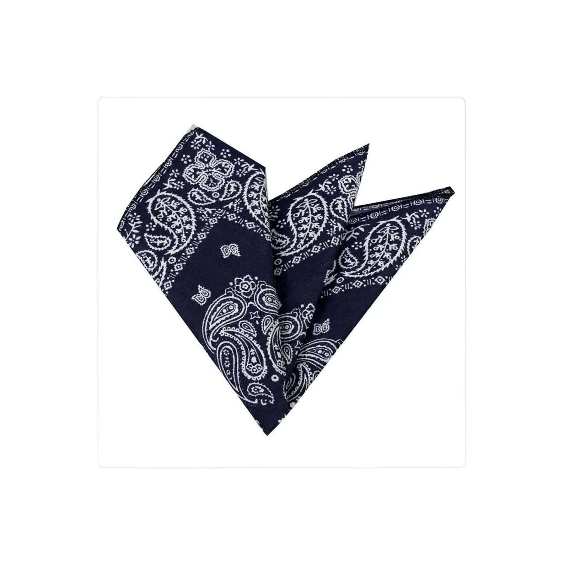 Navy Blue Patterned Weave Men's Special Cut Collar Pocket Square One Size
