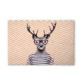 Made In Germany - Home Decor Canvas Picture Retro Deer Colourful - Wall Painting Mural In Brown And Orange - Stretcher Frame Art