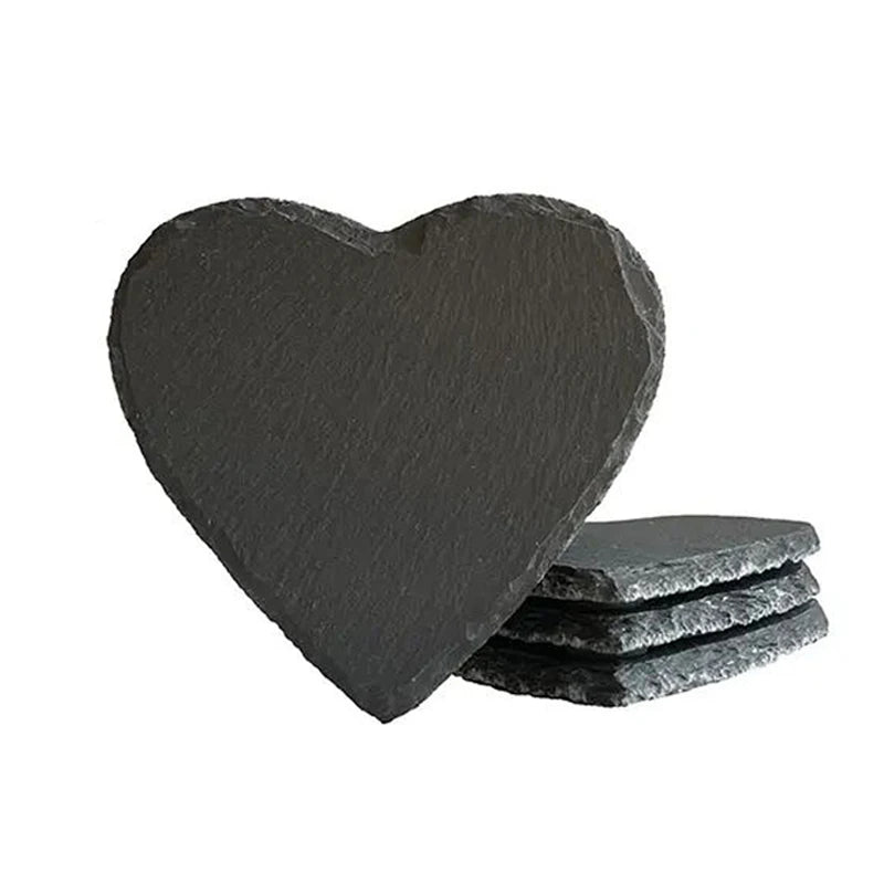 Wholesale Personalized Engravable Blank Drink Coasters Heart Shape Stone Slate Mats & Pads Valentines Day Gift