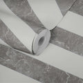 Modern Marble Grey White Silver Non Woven Vinyl Wallpaper Rolls Mould-Proof Bathroom Use 1005x0.53m Highly Entertainment